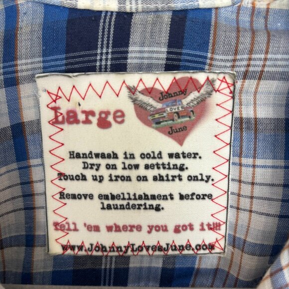 Upcycled Vintage Levi Plaid Button Front Shirt Wearable Art - Picture 3 of 16